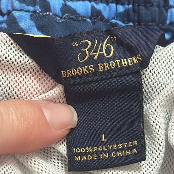 Brooks Brothers 346 Men Mesh Lined Pink Fish Swim Trunks Shorts Pink Blue L Larg - Picture 4 of 6